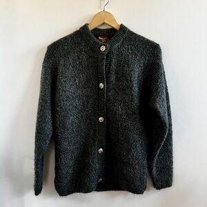 Charcoal Button-Up Cardigan Sweater